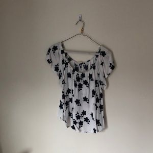 Blue & White Flower Top